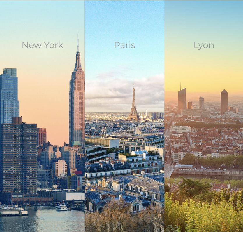 Paris, New York, Lyon
